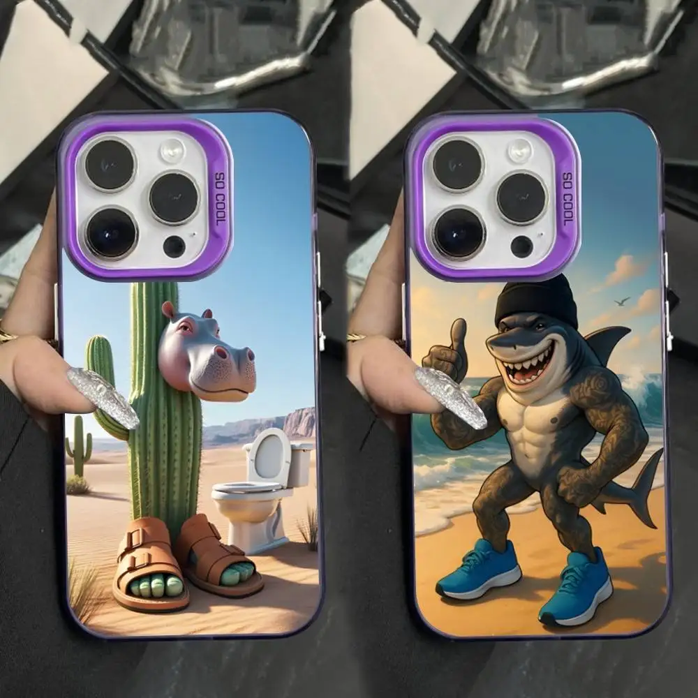 حافظة هاتف غريبة B-Brainrot T-Tralalero لهاتف iPhone 16,15,14,17,13,12,11,XS,Mini,Pro,SE,MAX غطاء سيليكون أرجواني غير لامع #1