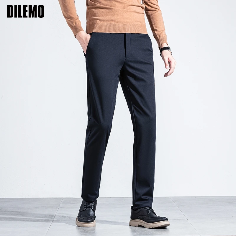 

Top Grade Wool Fabric New Brand Casual Fashion Slim Fit Men Fashion Clothes Business Pants Office Trousers Men's Clothing 2025
