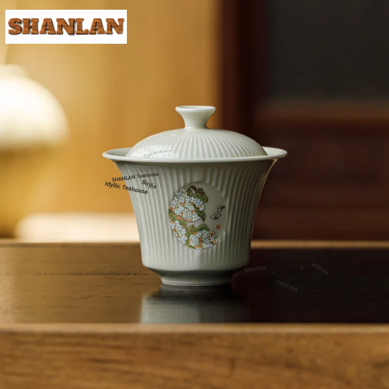 HOYIHM 125ml Honey Glaze Gaiwan Handmade Not Hot Tea Tureen Household Tea Bowl With Lid Kit Tea Maker Cover Bowl Teaset Gifts