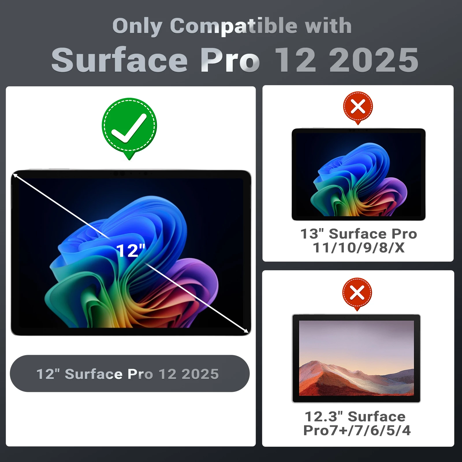 MoKo Case for New Microsoft Surface Pro 12 Inch 2025 Released,All-in-One Protective Rugged Cover with Back Pen Holder&Hand Starp