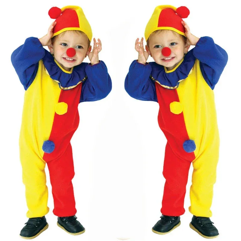 

Umorden Naughty Infant Baby Clown Costume Toddler Kids Boys Girls 2-3T 3-4T 4-6Y Jumpsuit Hat Nose 3pcs/set 3 Color Patchwork