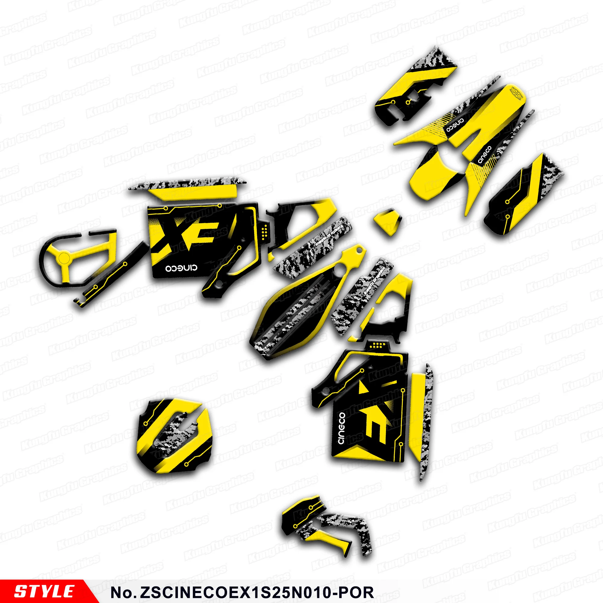 

JY RACING Sticker Kit Wrap Design for CINECO EX1-S EX1-RPO Racing Graphics, Restyle, ZSCINECOEX1S25N010-POR