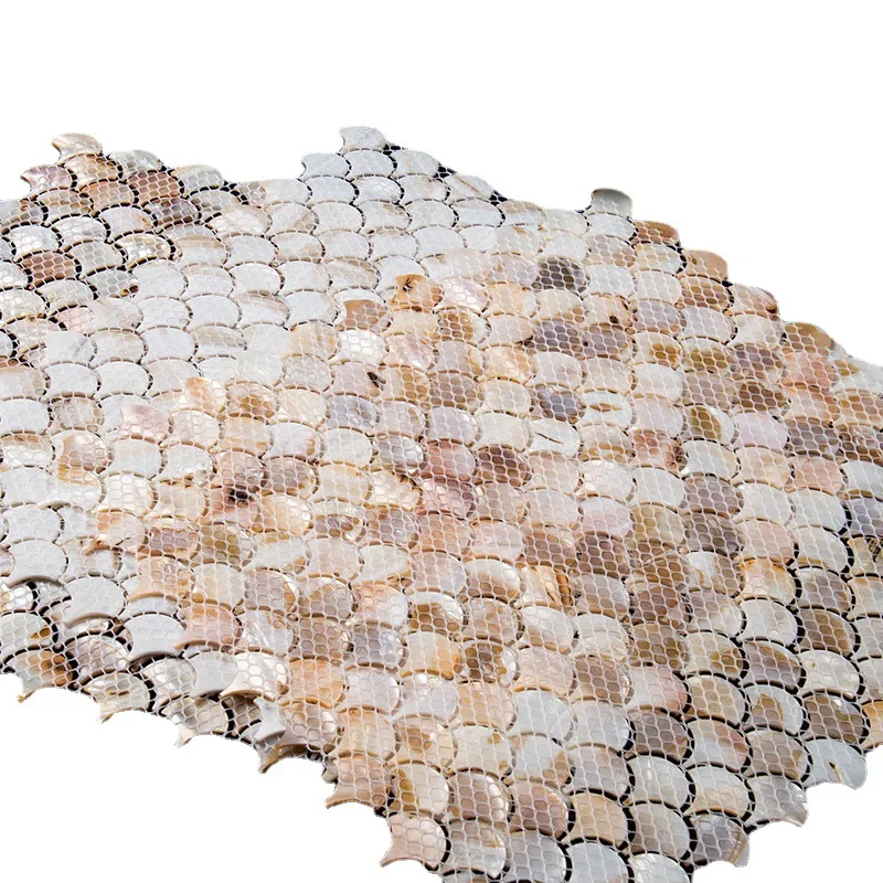 

1pc Fish Scale Fan-Shaped Shell Mosaic Wall Sticker Kitchen Bathroom Living Room Porch TV Background Wall Tile Self-Adhesive