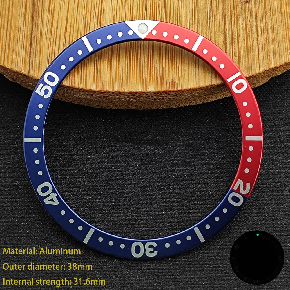 Flat Aluminum Bezel Insert 38mm*31.6mm Flat Aluminum bezel Watch Cases Replace Accessories Watches Accessories