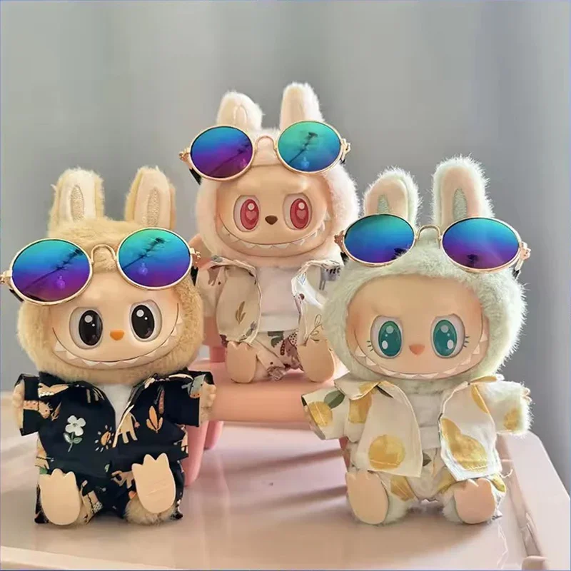 ForLabubu Doll Summer Beach Resort Style Overalls V1 V2 Idol Plush Doll Clothes 15-17cm Universal Size Doll Clothing Accessories