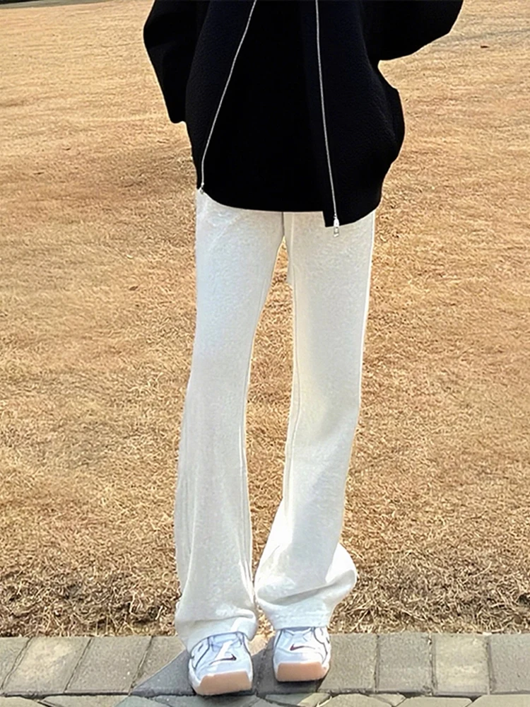 Cleanfit American Sle Herren-Sporthose, weiße Blumenhose, hohe Taille, gerades Bein, schlankmachende Strickhose mit geradem Schnitt