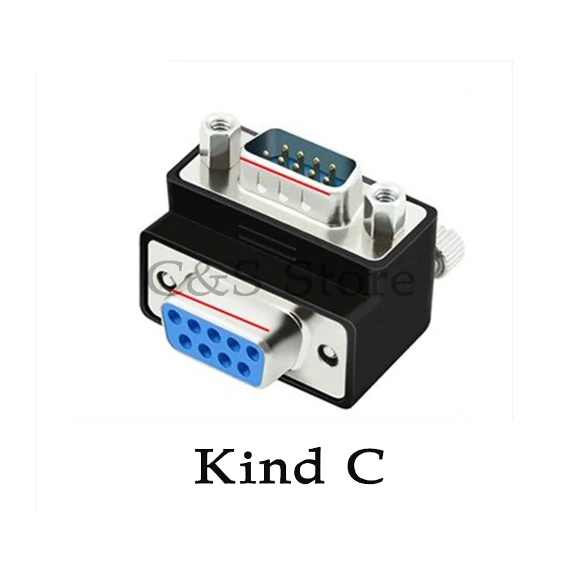 DB9 Adapters 90 Degree Bend Male / Female to Male / Female 9 Pin Connectors L-type Serial Port RS232 COM D-Sub 9 Converters