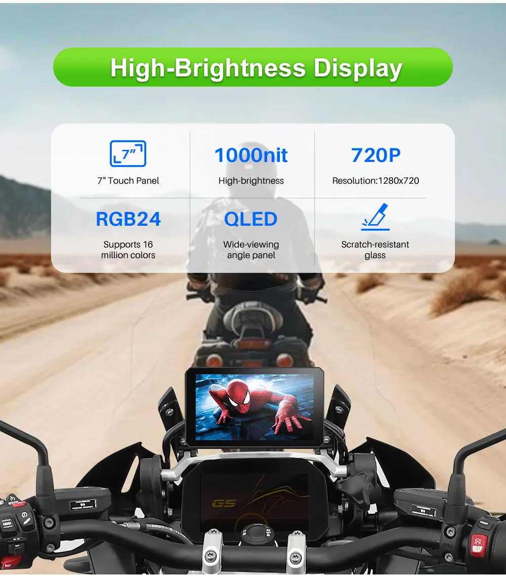 B7 Portable Motorcycle Navigator for BMW R1200 R1250GS S1000 M1000 XR ADV Touch Outdoor Waterproof Sunscreen CarPlay Android Aut