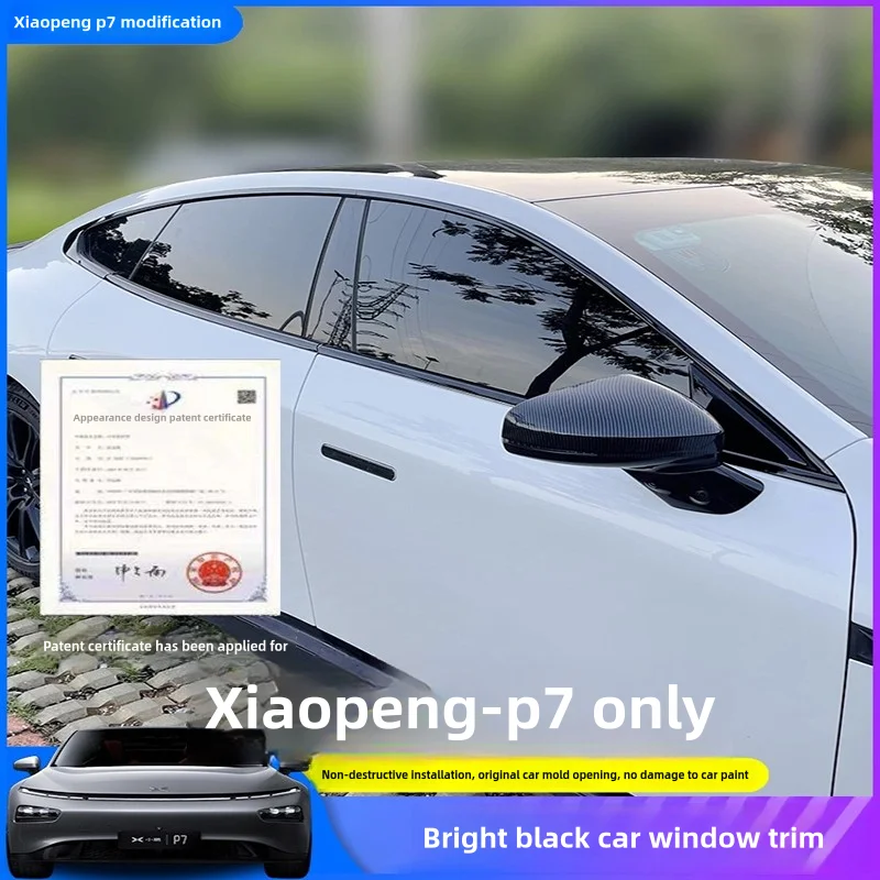 For XPeng P7 P7i 22-2024 10pcs Stainless steel black Exterior Window Molding Strip Sill side Cover Trim Accessories