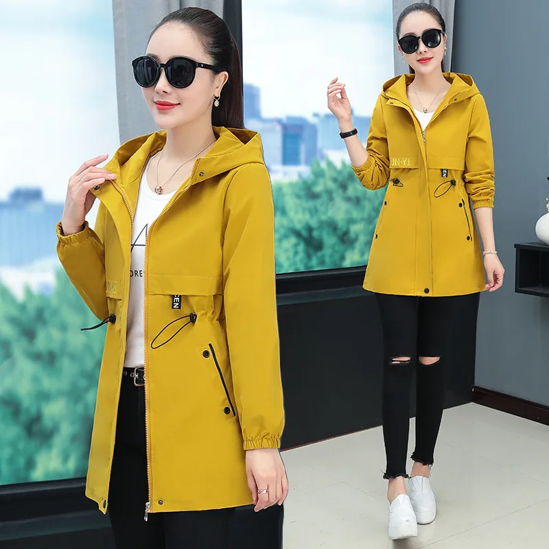 Women Trench Coat Autumn New All-Match Casual Mid Long Coat Female Windbreaker Outerwear Overcoat Ladies Tops Gabardina Mujer