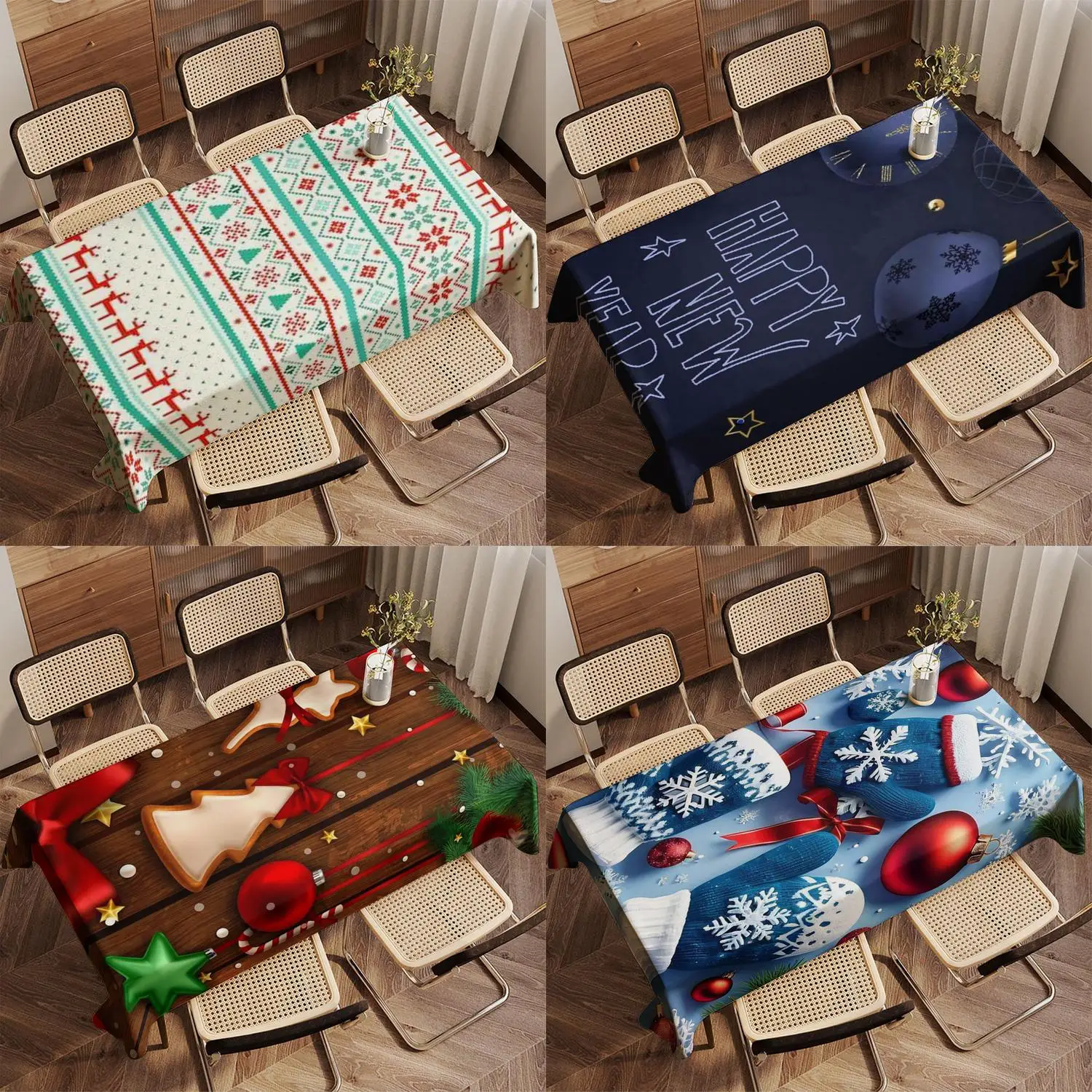 Festive Pattern Tablecloth Restaurant Kitchen Tablecloth Living Room Home Decoration Rectangular Party Decoration