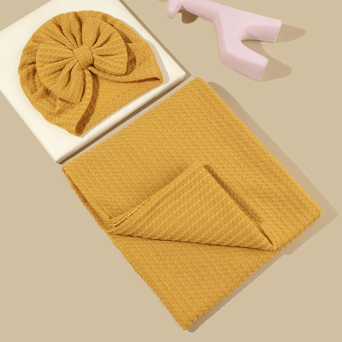 2 unids/set manta y gorro para bebé suaves y cómodos con múltiples patrones para elegir como regalo para recién nacido