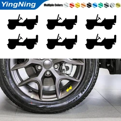 6Pcs Car Wheel Sticker Vinyl Decal Tire Wheel Hub Creative Car Stickers for Jeep Renegade Wrangler Jk Grand Cherokee Gladiator