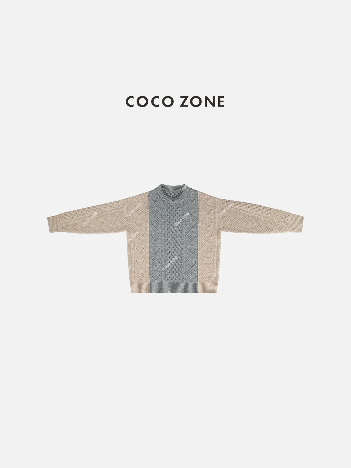 

Casual Patterned round Ne Spliced Color Knitted Top Versatile Spring Faion Ladies' Woolen Knitted Sweater