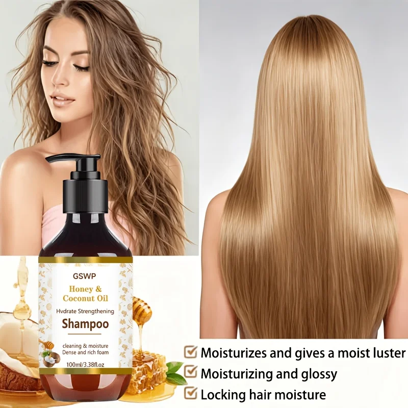 GSWP Honey and Coconut Oil Shampoo, Deeply Cleanses and Moisturizes, Controls Oil for Light, Voluminous Hair. 100/200ml