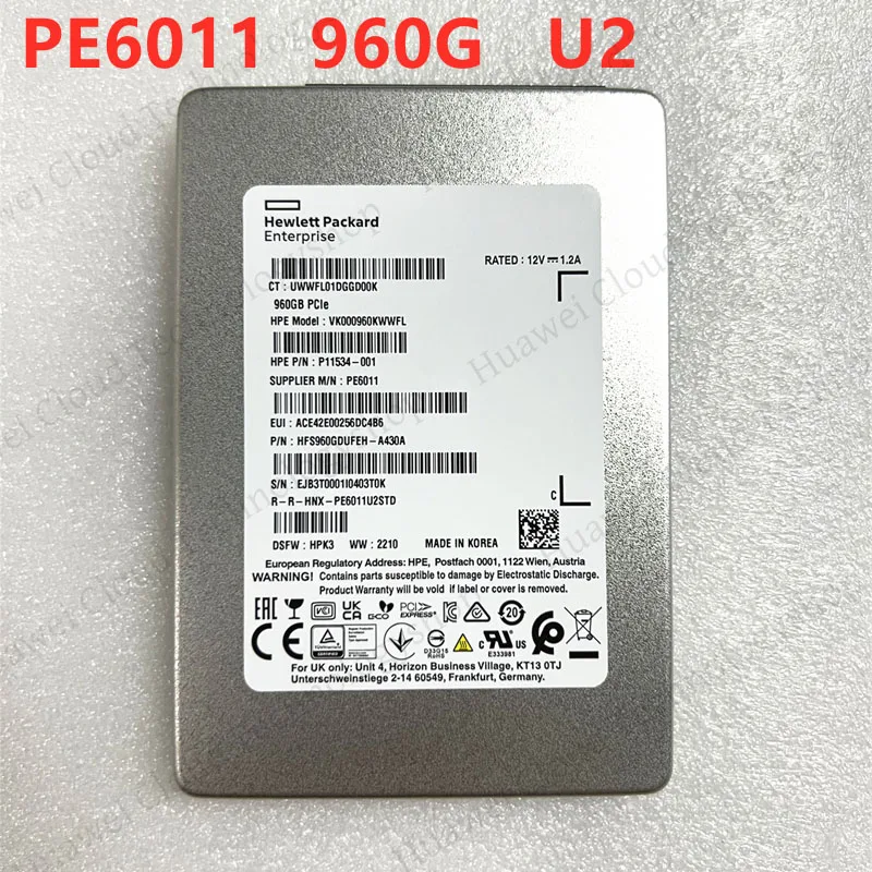 PE6011 960G 1.92T 6.4T 7.68T U2 PCIE NVME محرك الحالة الصلبة من فئة المؤسسات HPE #2