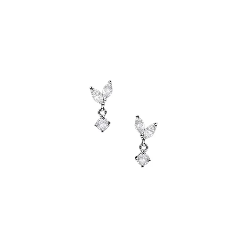 رائعة 925 فضة كامل الزركون قطرة الماء ليف برعم وأقراط للنساء الكورية ثقب مجوهرات اكسسوارات هدايا #6