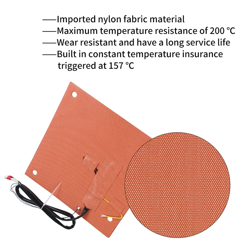 Nylon Cloth Heated Bed Heating Pad with Hole 305/301mm 120V 800W Hot Bed for Creality K1 Max 3D Printer Parts