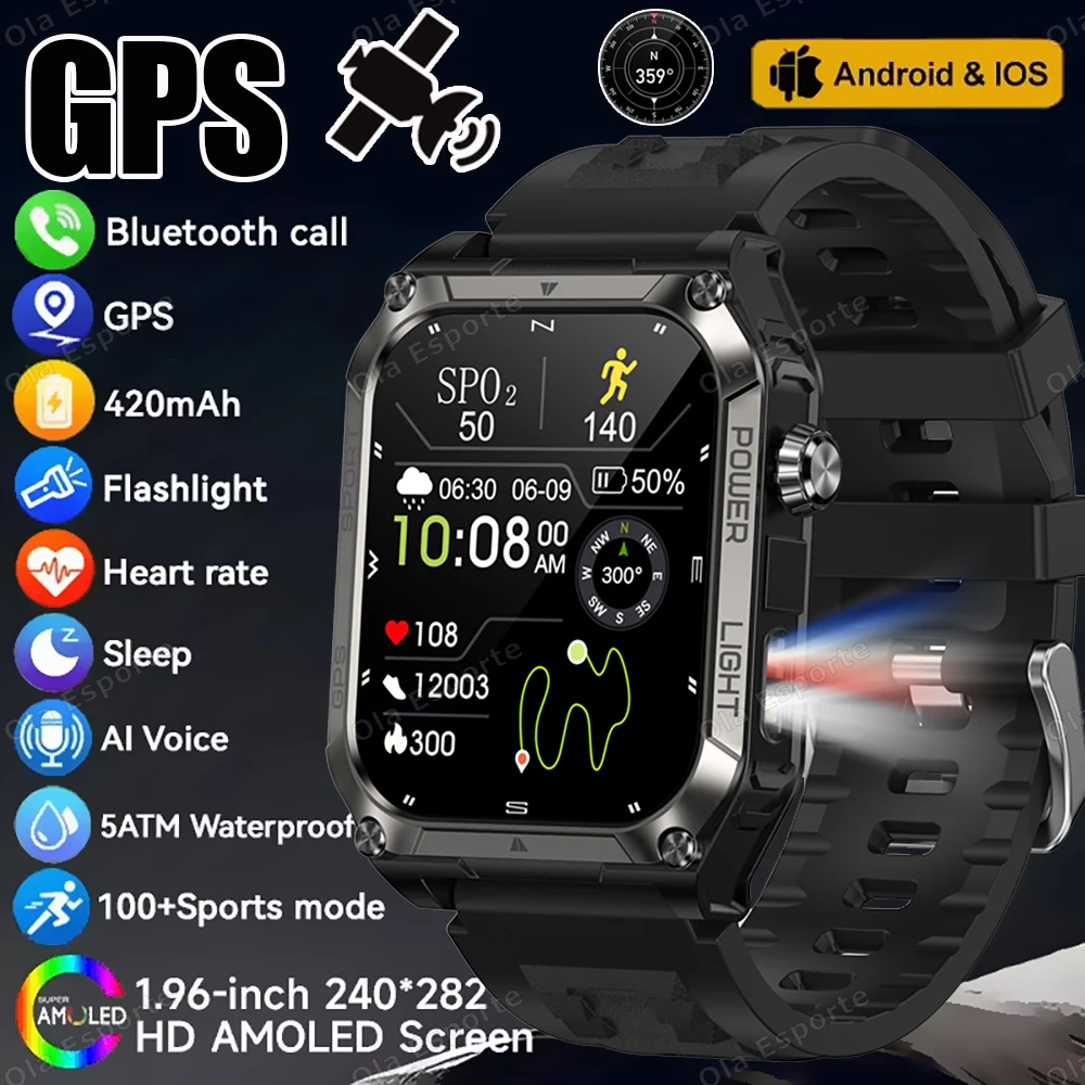 

Новые GPS уличные умные часы 1ATM водонепроницаемые GNSS компас военные Bluetooth вызов 100+ спортивные светодиодные фонарики умные часы для мужчин и женщин