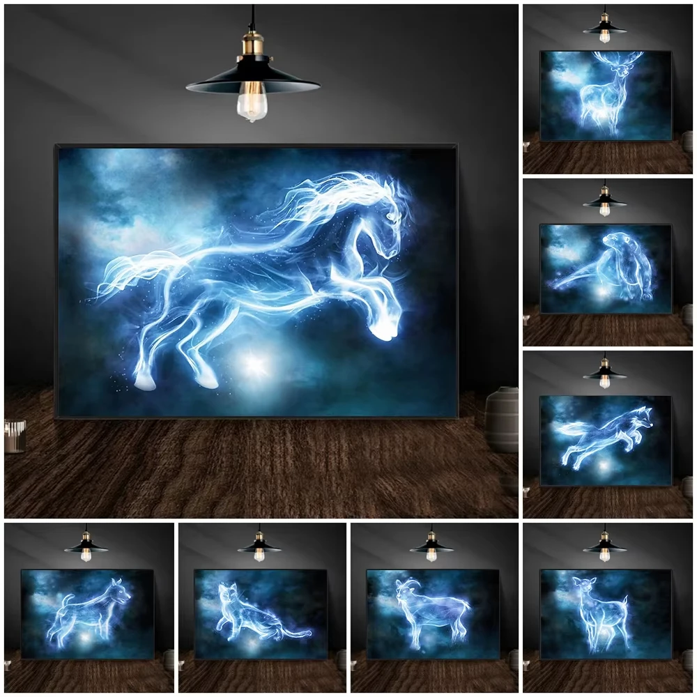 Abstract Patronus Animal Elk Horse Phoenix Poster Prints For Living Room Home Decor Expecto Patronum Canvas Painting Wall Art