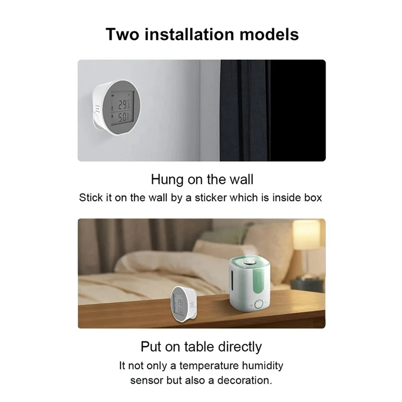 ABPQ-Tuya Wifi Temperature Humidity Sensor Indoor Hygrometer Thermometer Detector Smart Life App Battery Or USB Powered