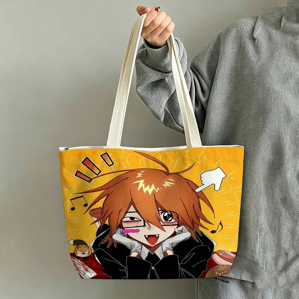 R-Ranfren Randal Ivory New group Printed Canvas Tote Bag Shoulder Bag Commuter Mommy Shopping Bag