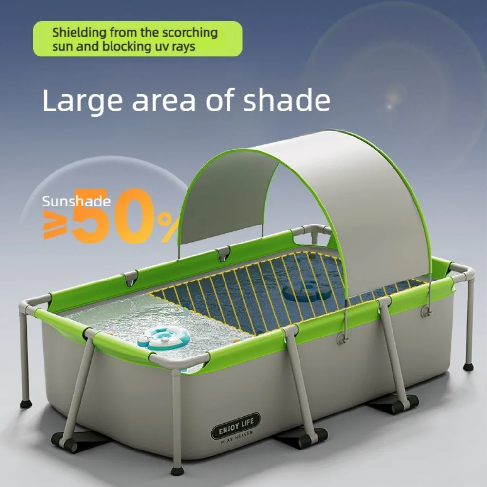 Above Ground Rectangular Swimming Pool Metal Steel Frame Pool Easy Set Family Backyard Pool for Backyard Garden Lawn for Adults