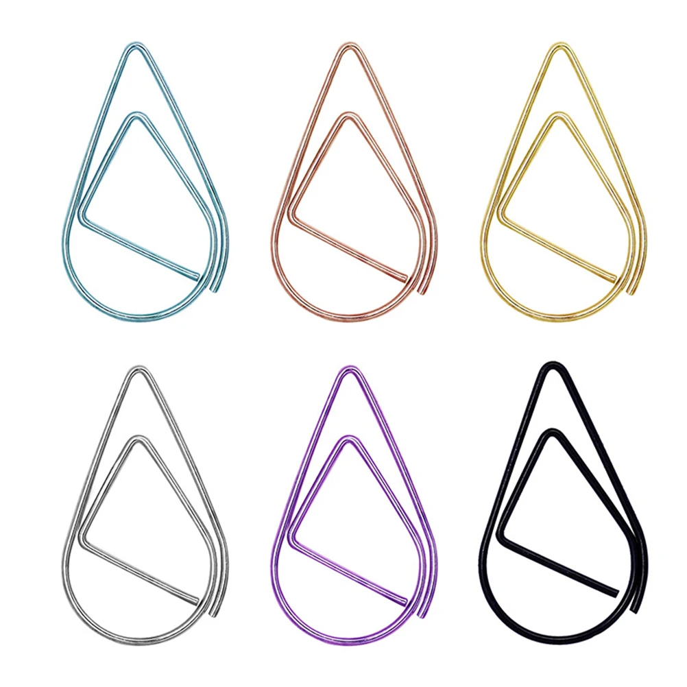 

50pcs Metal Paper Clips Creative Bookmark Clips Electroplated Color Office School Supplies Gifts