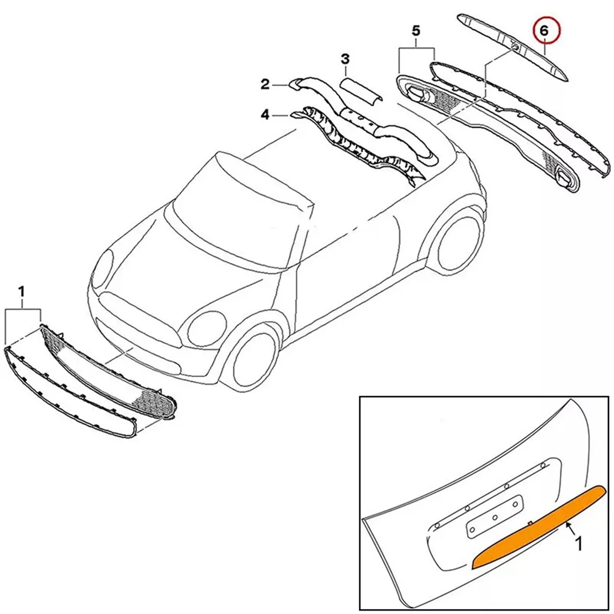 Rear Trunk Boot Handle Grip Lid Tailgate Grab Trim for BMW Mini Cooper R56 R57 R58 2007-2013 51132753603 Black