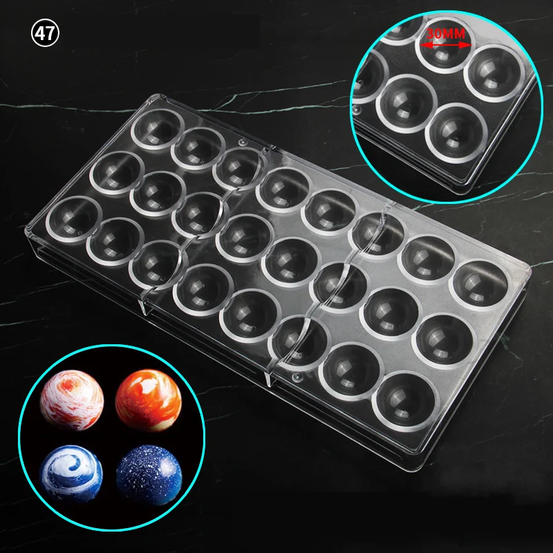 Plastic 24 Cavities Starry Sky Hemisphere Shaped Baking Chocolate Mold Sweet Candy Ice Cream Craft Tools CC0036
