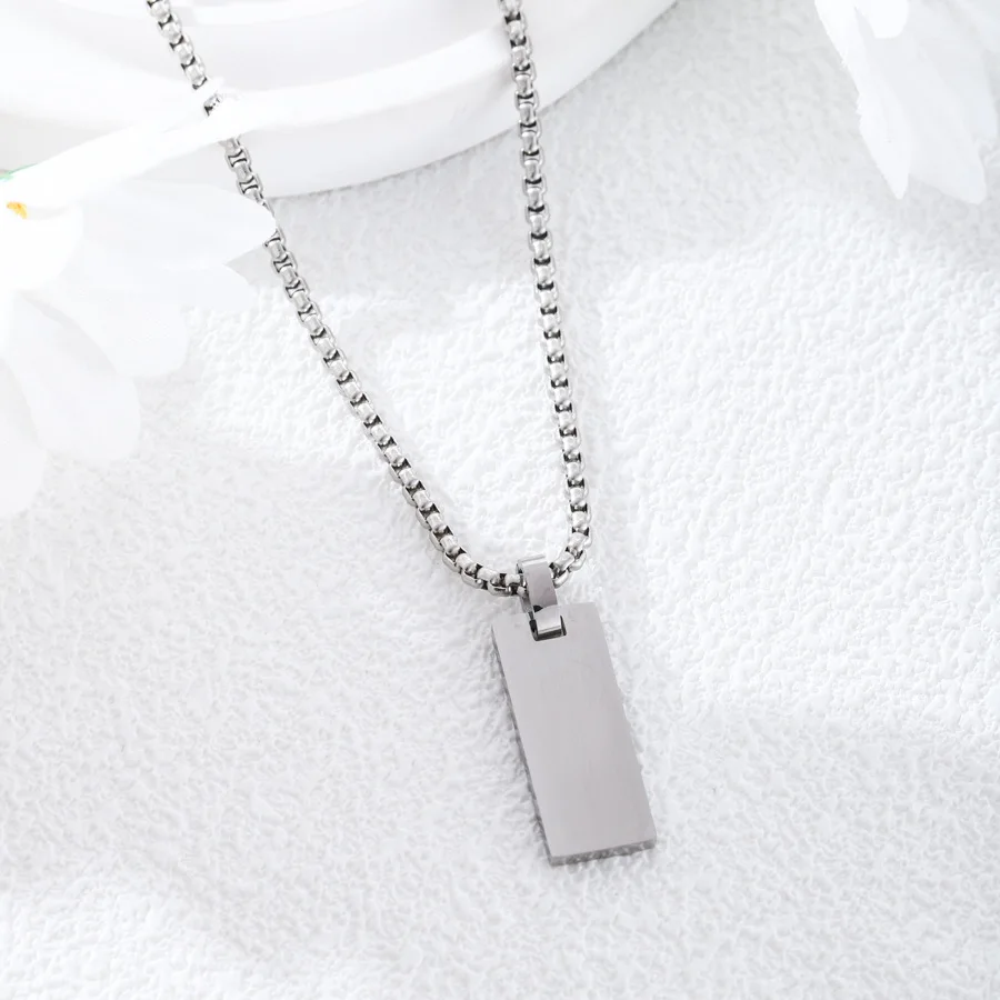 

5pcs/lot Mirror Polished Stainless Steel 10*25mm Rectangle Pendant Necklace Box Chain DIY Women Men Fashion Jewelry Gift 50cm