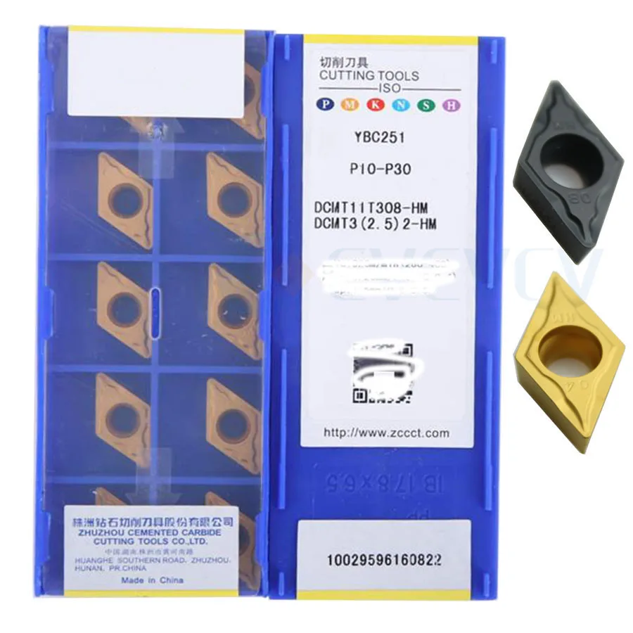 DCMT11T304 DCMT11T308-HM YBC251 YBC252 CNC Lathe High-quality Carbide Cutting Inserts Turning Tool For SDJCR/SDUCR Tools Holder