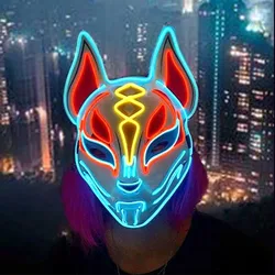 Halloween LED Fox Mask Full Face maschera luminosa incandescente Cosplay Party Supplies uomo donna Mascara Neon Light Mask Costume puntelli