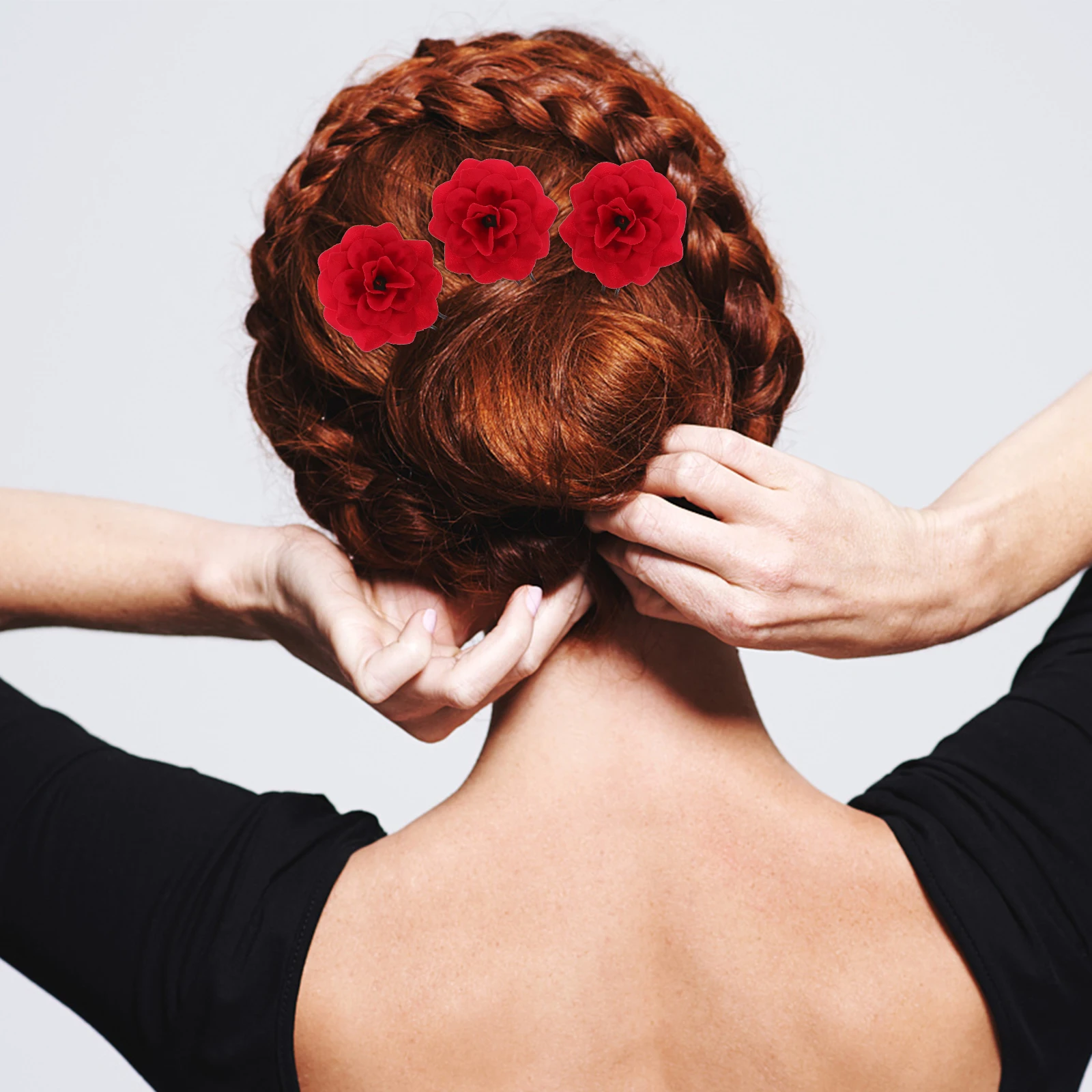 

6pcs Updo Hair Flower Bun Fabric Chignon Pin Wedding Party Chignon Pin Hair Fork Bridal Accessories