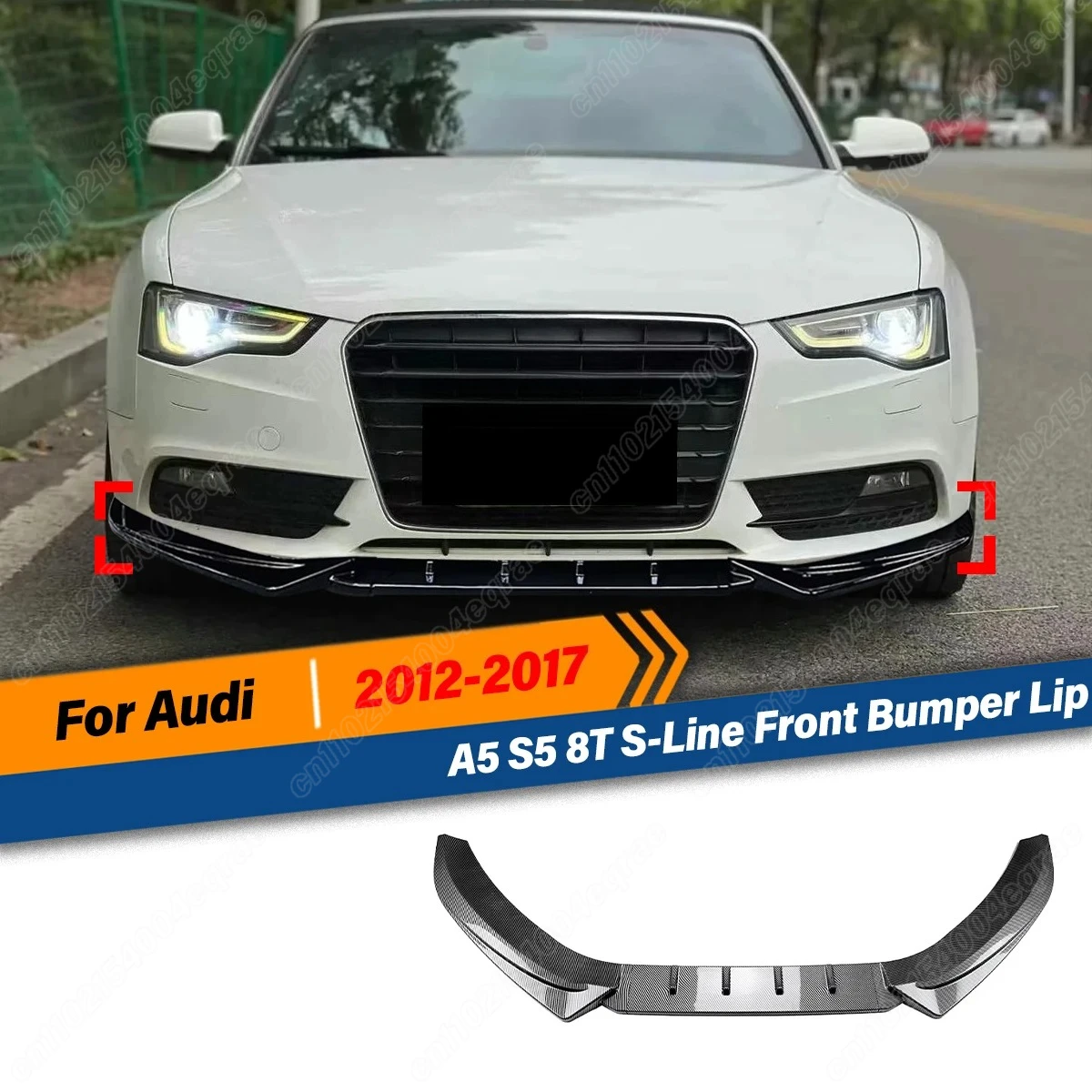 

For Audi A5 S5 8T Sline 2012 2013 2014 2015 2016 Front Bumper Lip Spoiler Diffuser Splitters Body Kit Aprons Cover Guard Trim