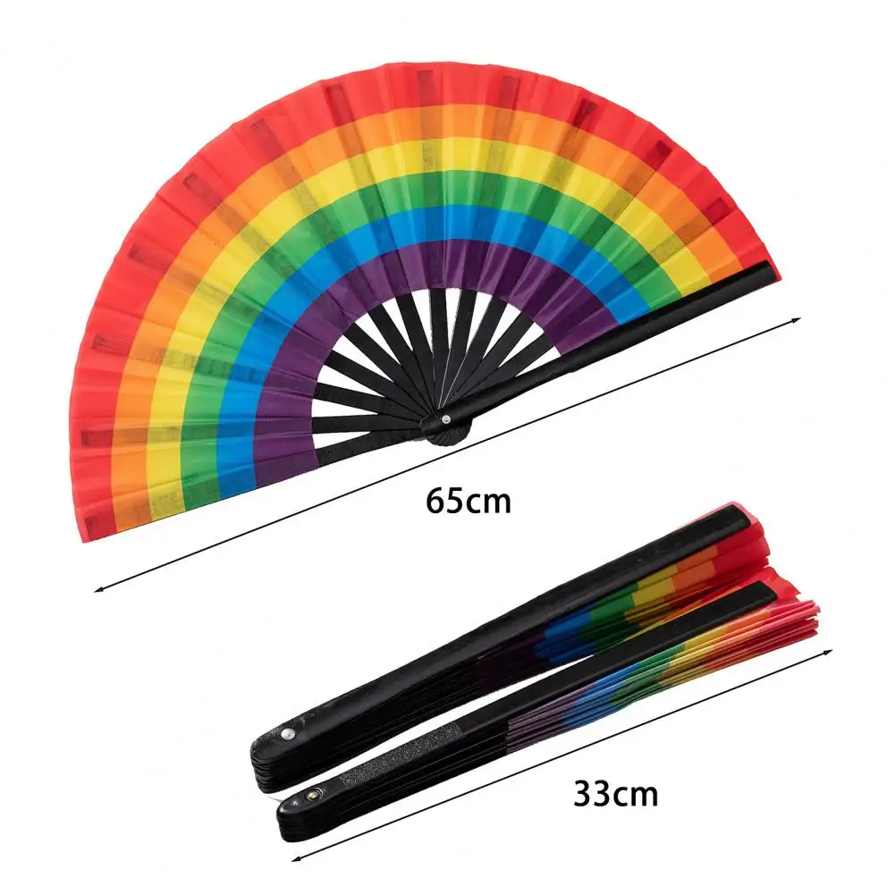 Wave Hand Fan Lgbt Rainbow Folding Fans, Festivais Eventos Conjunto de 2, Fãs de mão portáteis para festas de dança Music Clubs