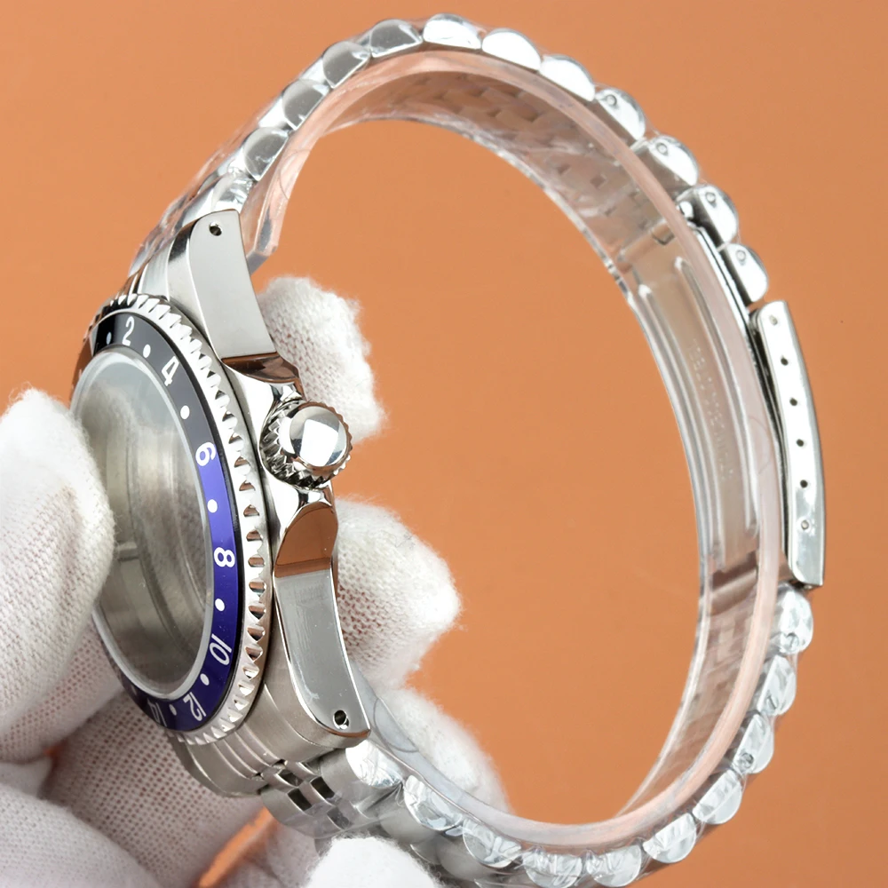 Vintage NH35 Case For GMT Sub Sapphire glass Watch Case Jubilee/Brushed Oyster Strap FIT NH35 NH36 Movement Stainless Steel