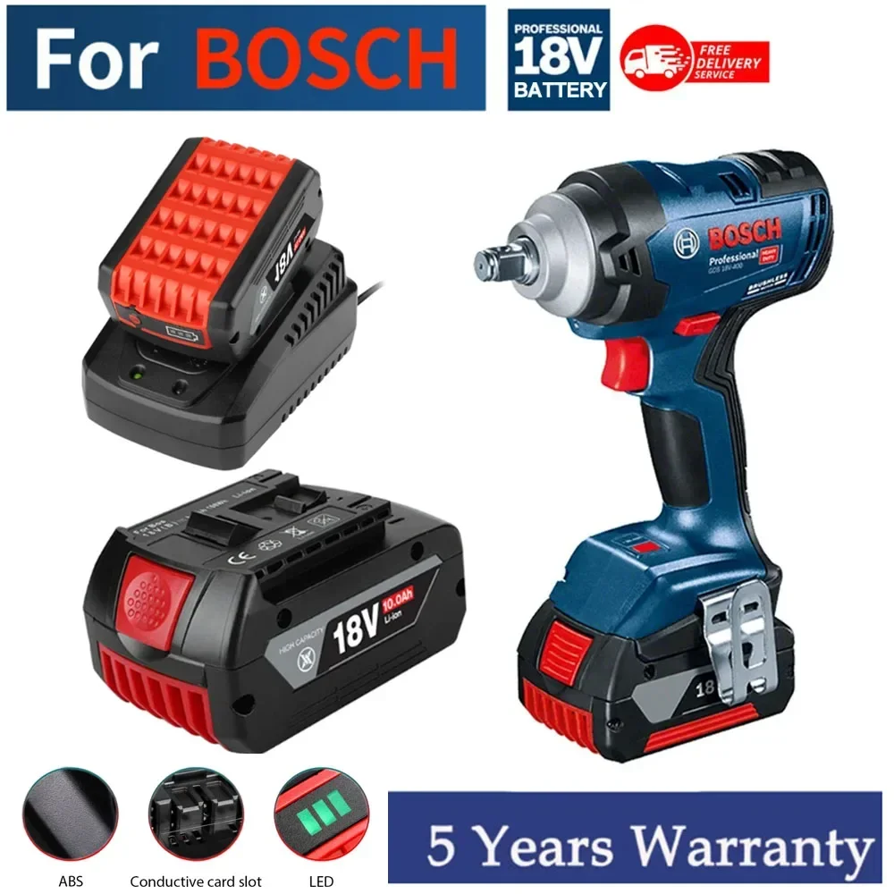 18V Battery 10.0Ah for Bosch Electric Drill 18V Rechargeable Li-ion Battery BAT609, BAT609G, BAT618, BAT618G, BAT614 + 1Charger