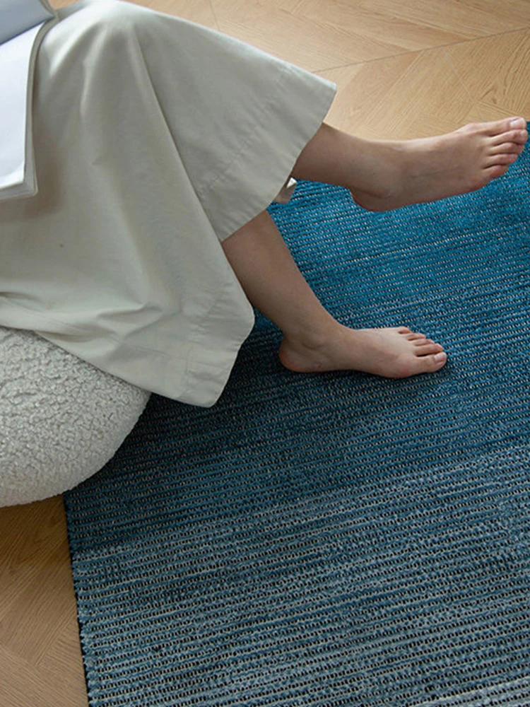 Imported Wool Carpet Living Room Vintage Blue No Glue Home Floor Rugs and Carpet Non-slip Floor Mat Luxury Woven Bedroom Carpets
