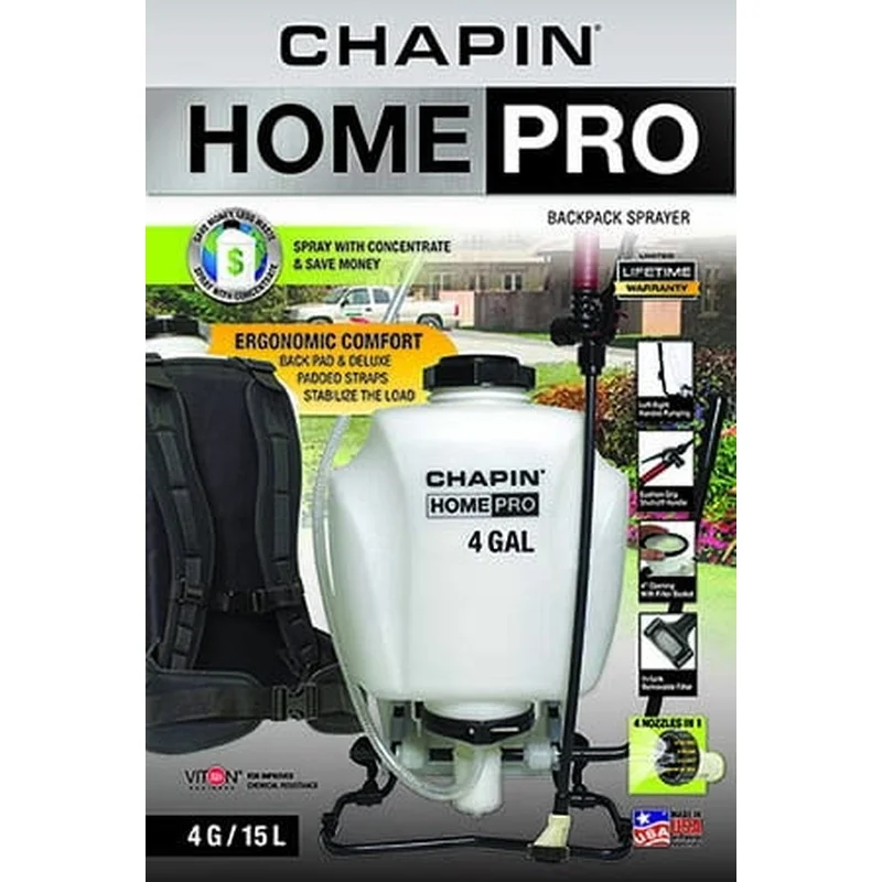 4 Gal Backpack Sprayer with Pesticide Fertilizer Weed Killer Ergonomic Design Poly Wand Home Garden Spraying System