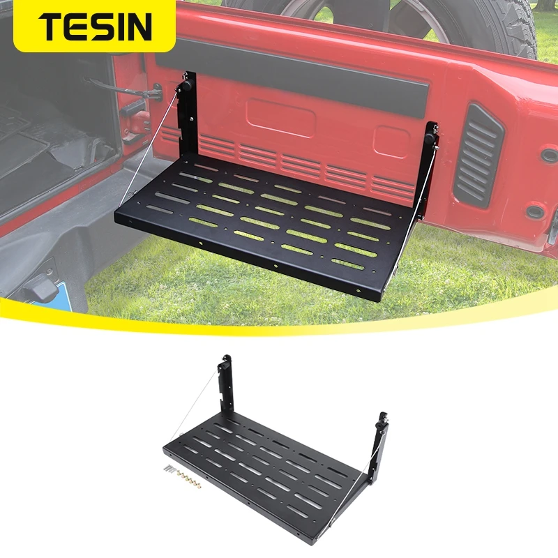 TESIN Car Tailgate Table Rear Door Foldable Shelf Cargo Luggage Storage Rack for Jeep Wrangler JK 2007-2017 Interior Accessories