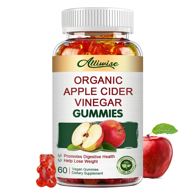 

Alliwise Apple Cider Vinegar Slimming Gummies Natural Digestion for Metabolism Weight & Detox Fat Burner Support Body Sculpting