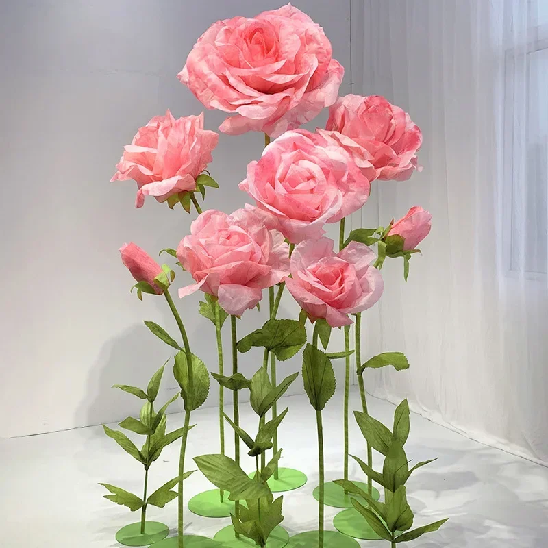 180cm Giant Paper Rose Wedding Props Artificial Flowers for Wedding Garden Decoration Window Display Party Roses Home Decor