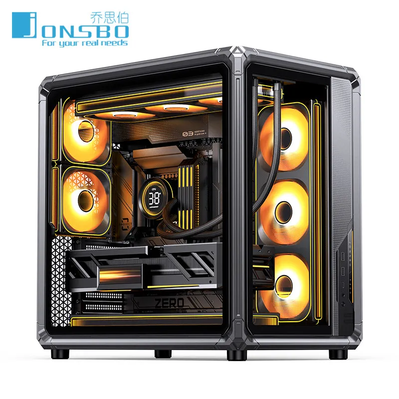 JONSBO X400 Computer Case Tempered Glass 360 Water Cooling ATX Back Plug ABS Plastic Frame PC Case Gaming Computer Case