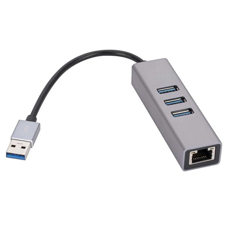 การ์ดเครือข่ายกิกะบิต USB อะลูมิเนียมอัลลอยใหม่3พอร์ตฮับ3.0 USB เพื่อ RJ45การ์ดเครือข่ายกิกะบิตอะแดปเตอร์อีเธอร์เน็ต