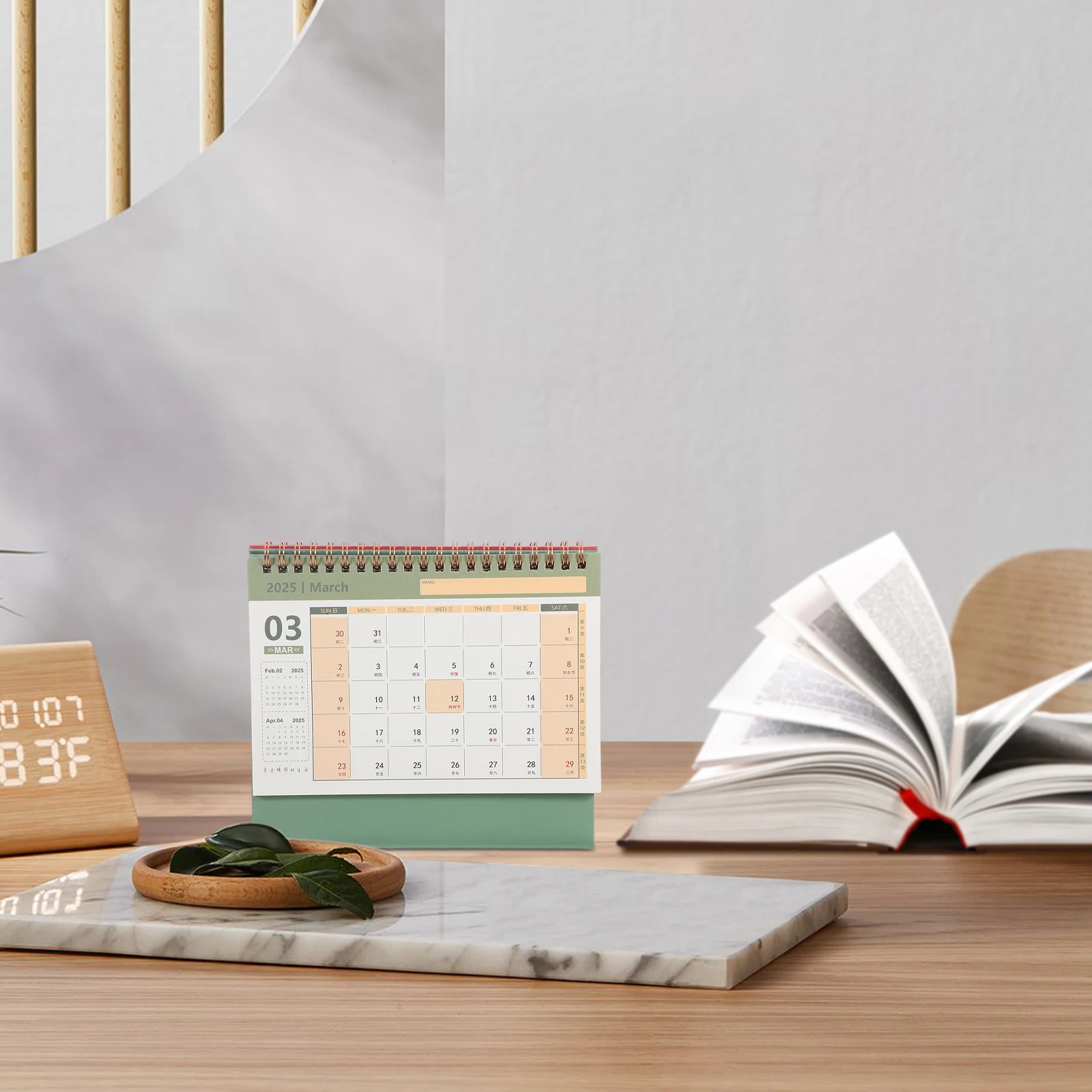 

Gold Stamping Desk Calendar 2025 Small Table Green St Household Desktop Calendars Thick Paper Metal Binding Decorative