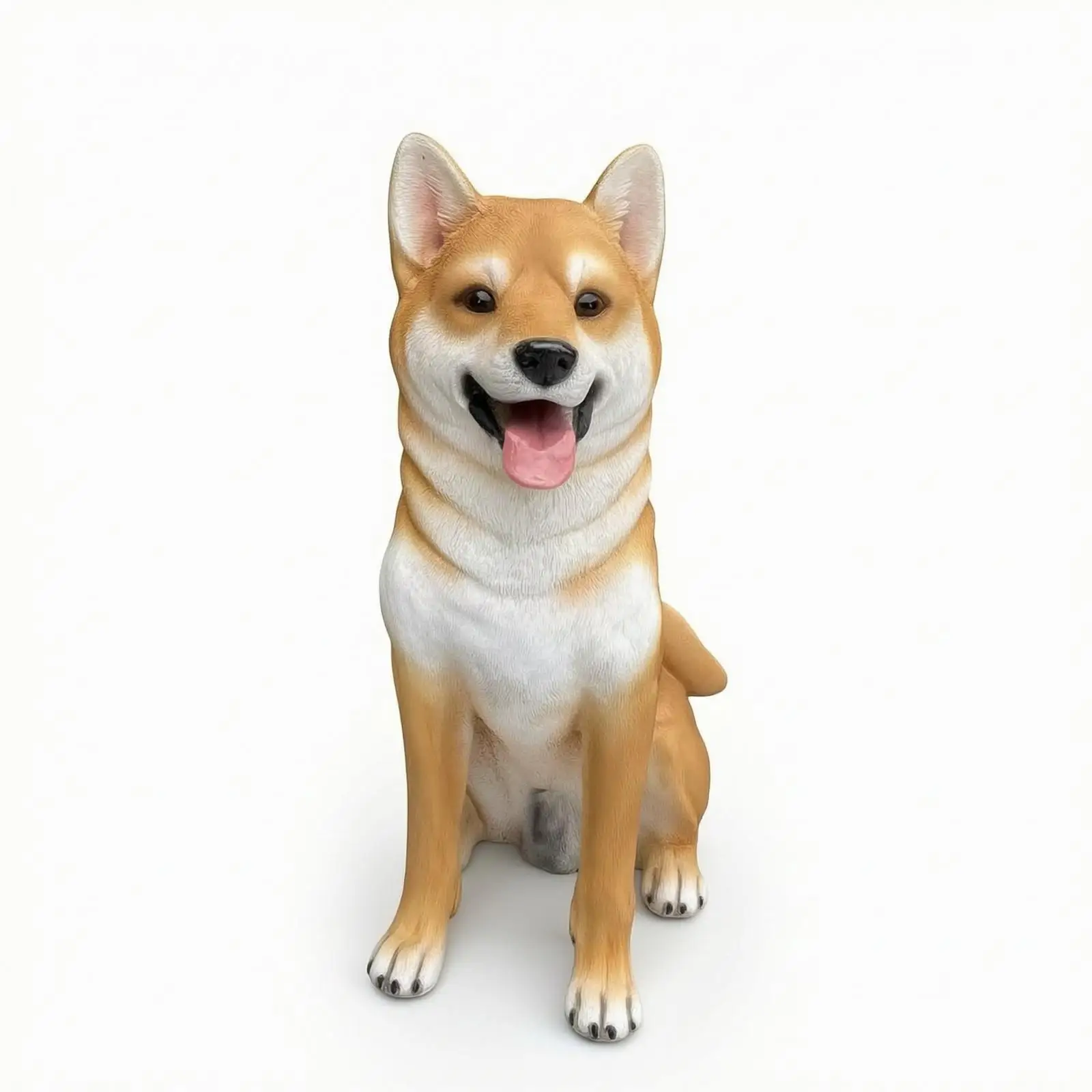 Realistic Dog Sculpture Fiberglass Outdoor Statue Decorative Garden Puppy Figure Tan White Markings for Patio Entryway