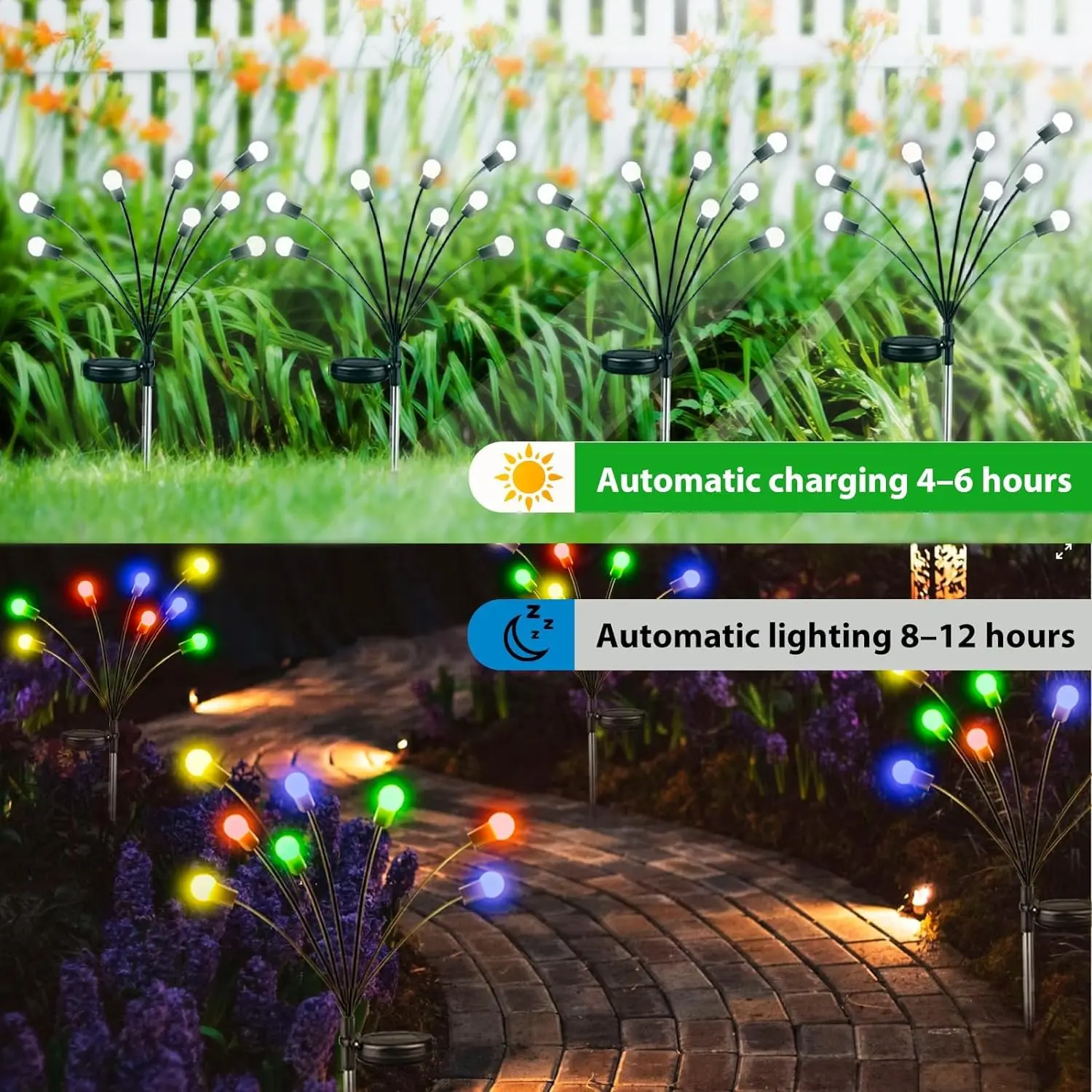 Imagem -02 - Solar Powered Firefly Garden Light Decoração ao ar Livre Lâmpada de Gramado Impermeável para Quintal Caminho Paisagem Decorativa Fairy Light