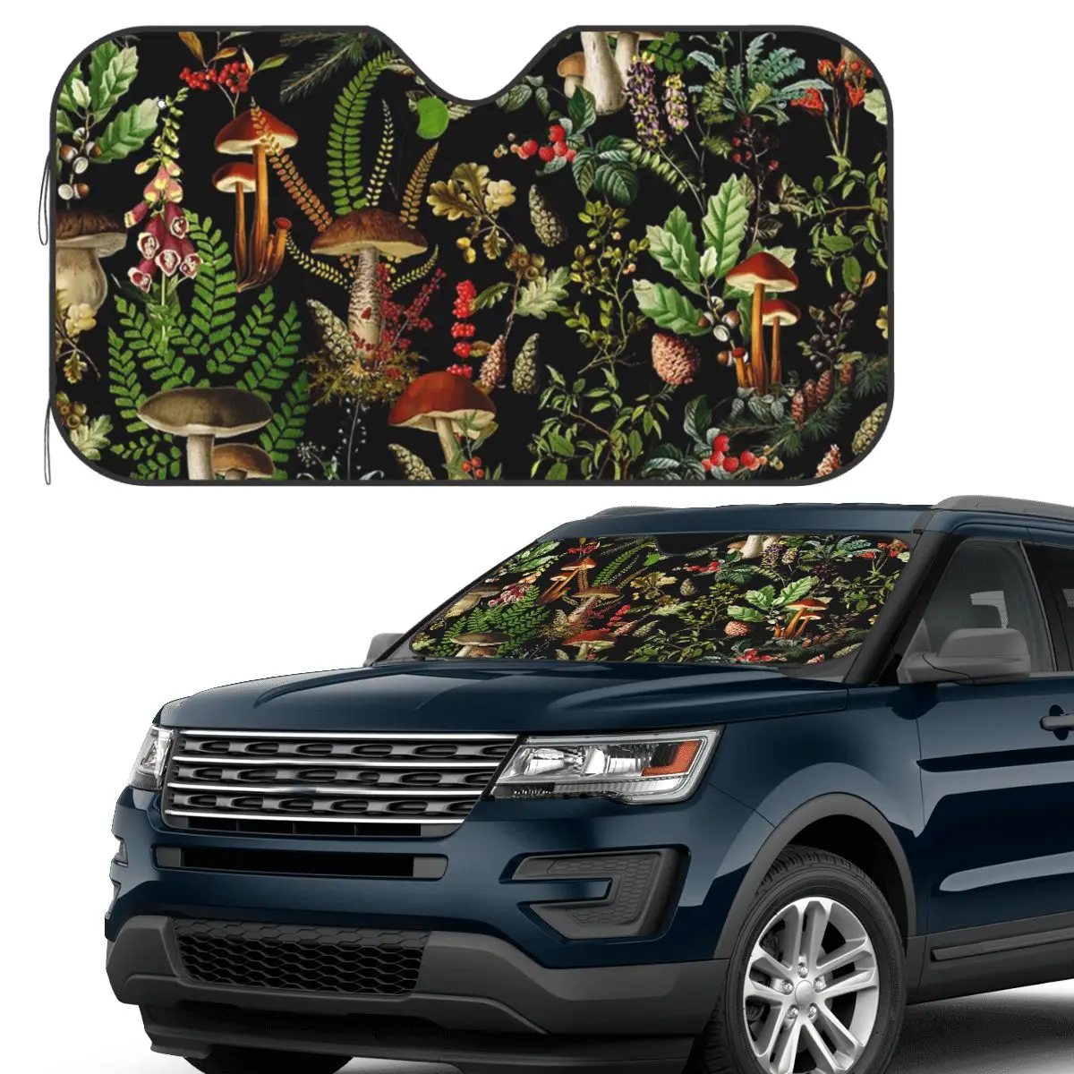 

Vintage Midnight Mushrooms Forest Sunshade Windscreen Car Front Windshield Window Sun Visor Accessories Covers
