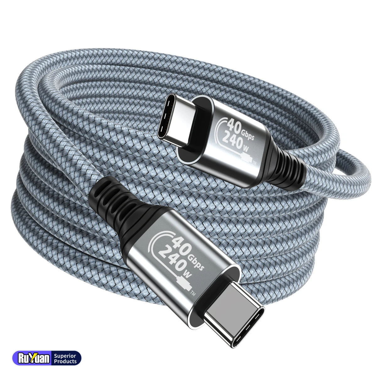 كابل USB4 240 وات USB C إلى C، 40 جيجابت في الثانية Thunderbolt 4 & 8K@60 هرتز لأجهزة MacBook Pro، iPad Pro، iPhone 15/16/17، SSD، Dell/HP للكمبيوتر المحمول